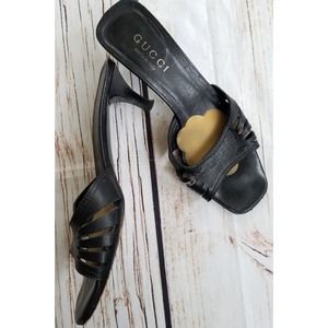 Gucci Kitten Heel Slip On Slide Sandal Low Heels